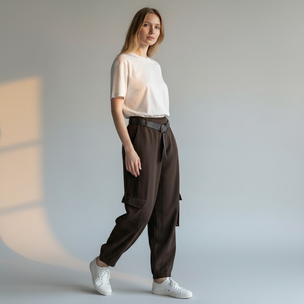 PANTALONE BALLOON CON TASCONI SUSY MIX - XE BLU Abbigliamento Donna