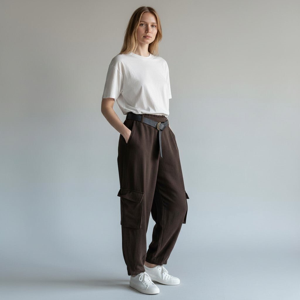 PANTALONE BALLOON CON TASCONI SUSY MIX - XE BLU Abbigliamento Donna