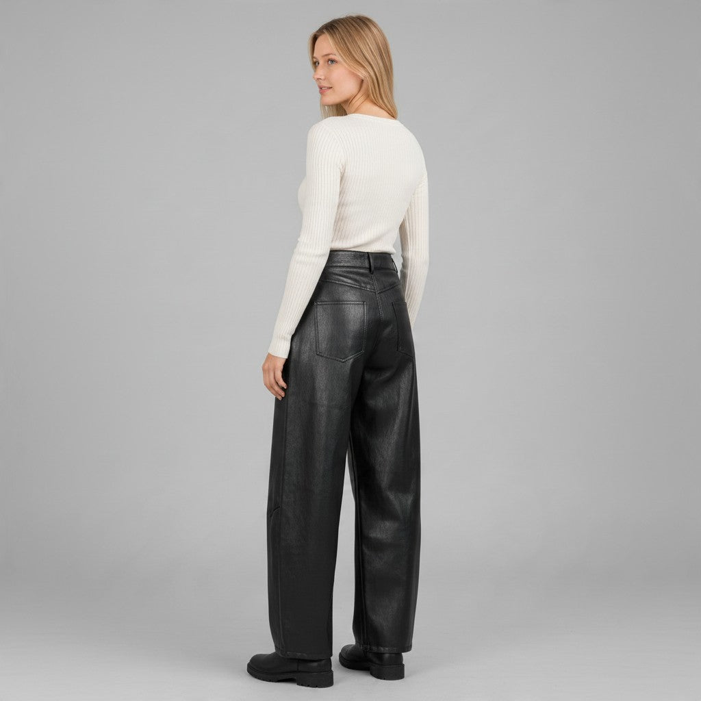 PANTALONE BALLOON IN ECOPELLE VICOLO - XE BLU Abbigliamento Donna
