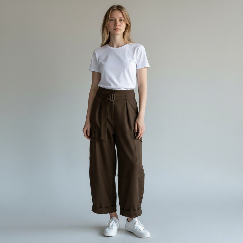 PANTALONE CARGO HAVEONE - XE BLU Abbigliamento Donna