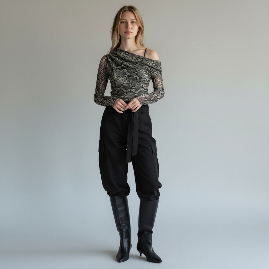 PANTALONE CARGO HAVEONE - XE BLU Abbigliamento Donna