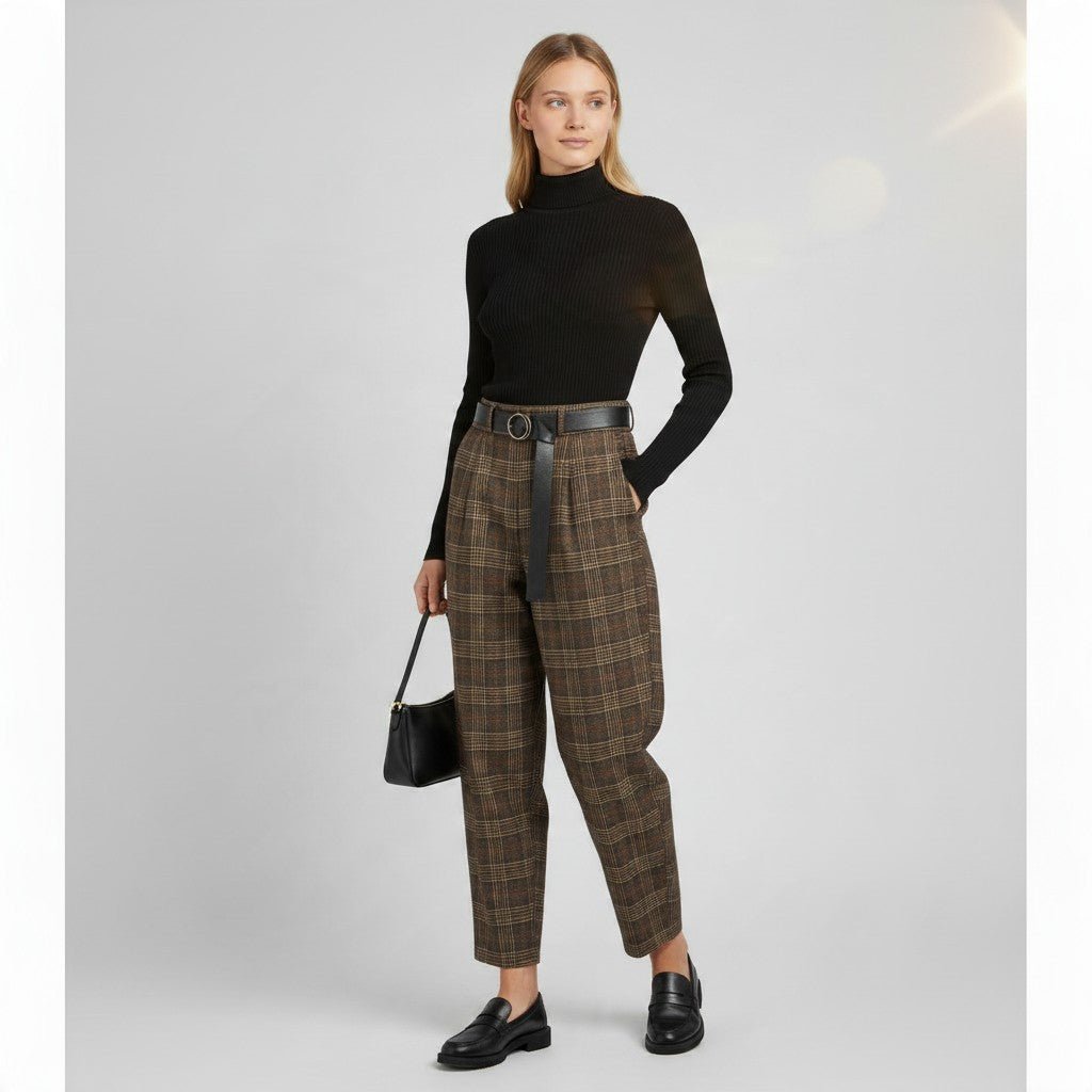 PANTALONE CARROT A QUADRI SUSY MIX - XE BLU Abbigliamento Donna