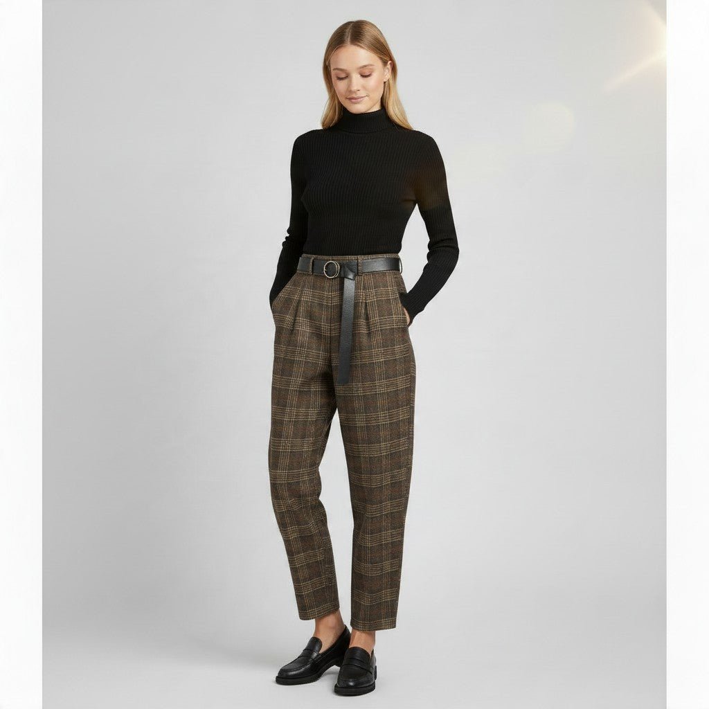 PANTALONE CARROT A QUADRI SUSY MIX - XE BLU Abbigliamento Donna