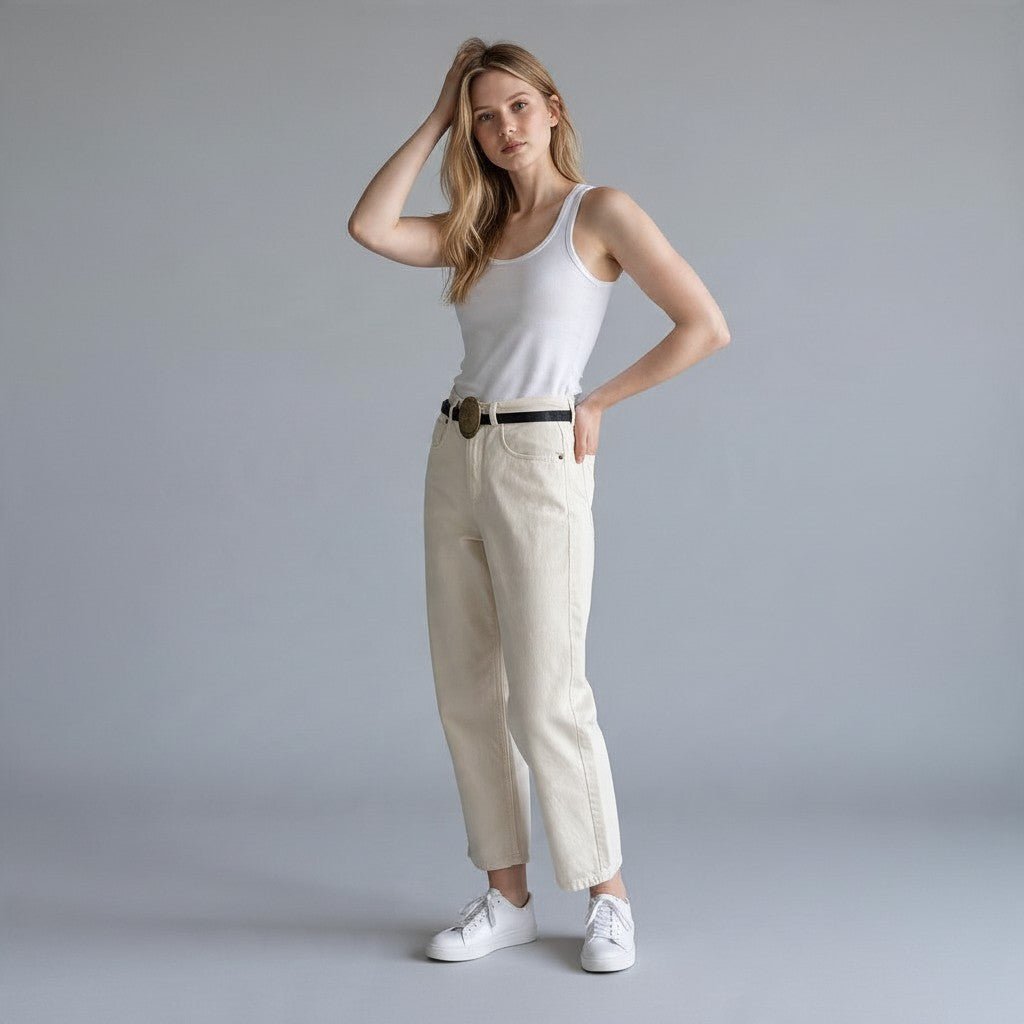 PANTALONE CARROT CON CINTURA TENSIONE IN - XE BLU Abbigliamento Donna