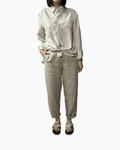 PANTALONE CARROT IN LINO VICOLO - XE BLU ABBIGLIAMENTO