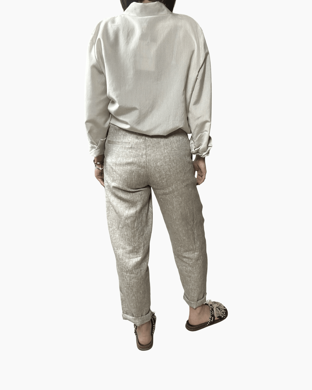 PANTALONE CARROT IN LINO VICOLO - XE BLU ABBIGLIAMENTO