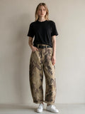 PANTALONE CARROT MIMETICO SUSY MIX - XE BLU Abbigliamento Donna
