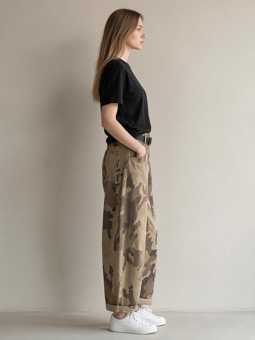 PANTALONE CARROT MIMETICO SUSY MIX - XE BLU Abbigliamento Donna