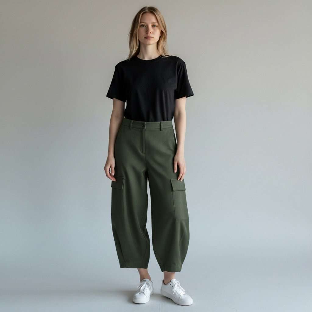 PANTALONE CON TASCONI FLUIDO SUSY MIX - XE BLU Abbigliamento Donna