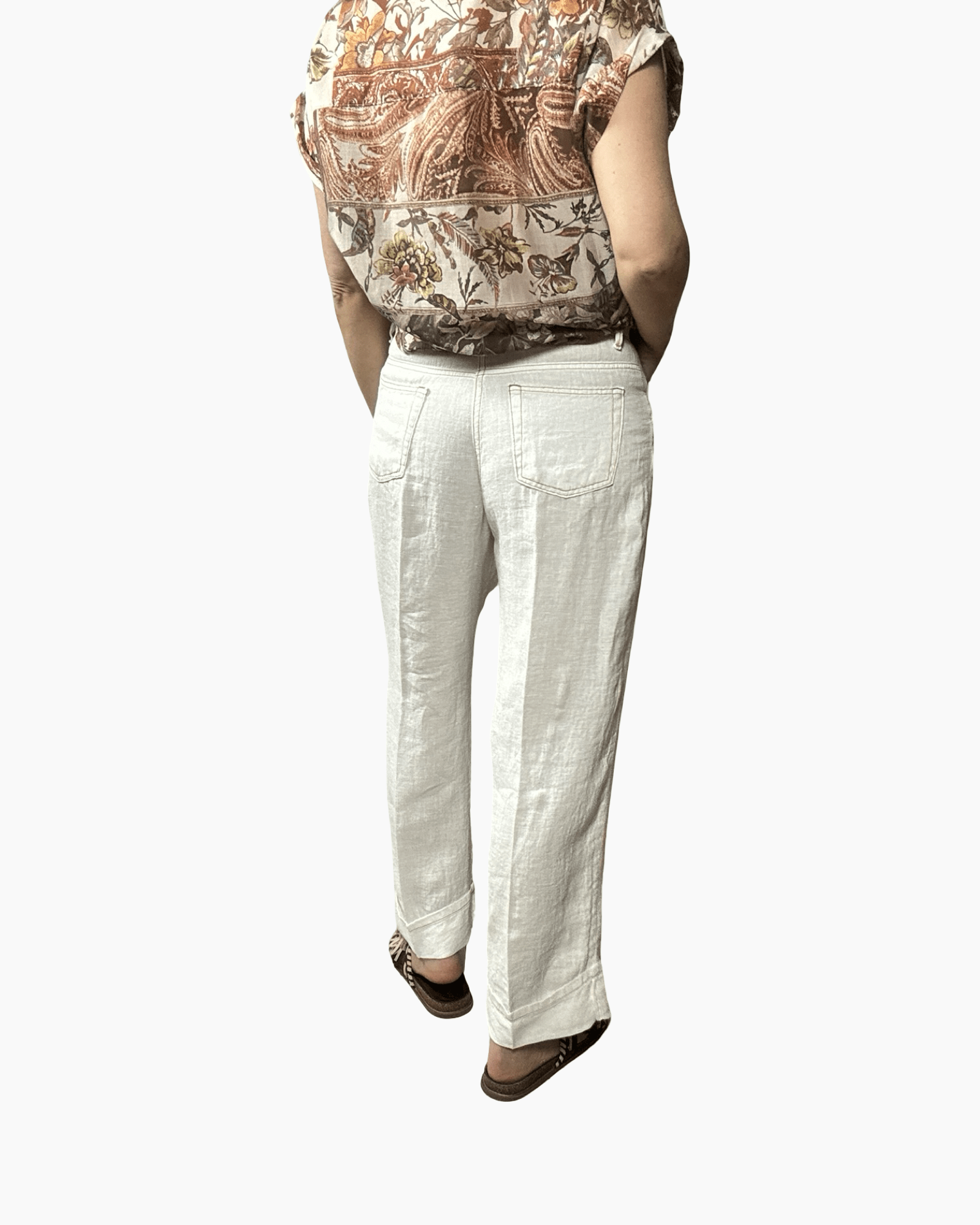 PANTALONE GAMBA DRITTA IN LINO SUSY MIX - XE BLU ABBIGLIAMENTO