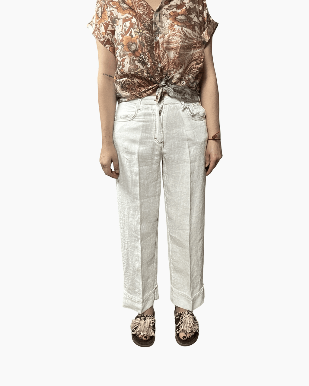 PANTALONE GAMBA DRITTA IN LINO SUSY MIX - XE BLU ABBIGLIAMENTO