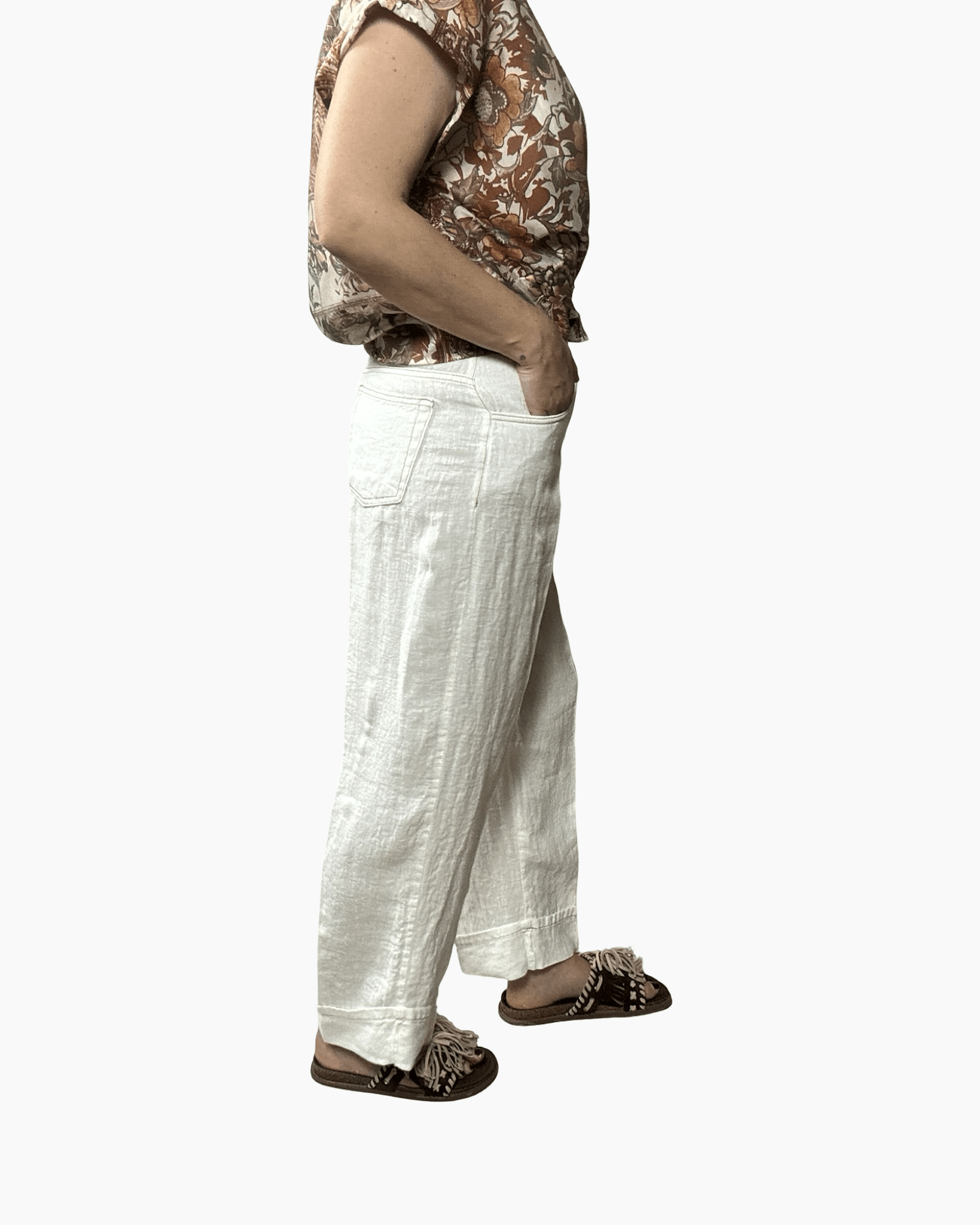 PANTALONE GAMBA DRITTA IN LINO SUSY MIX - XE BLU ABBIGLIAMENTO