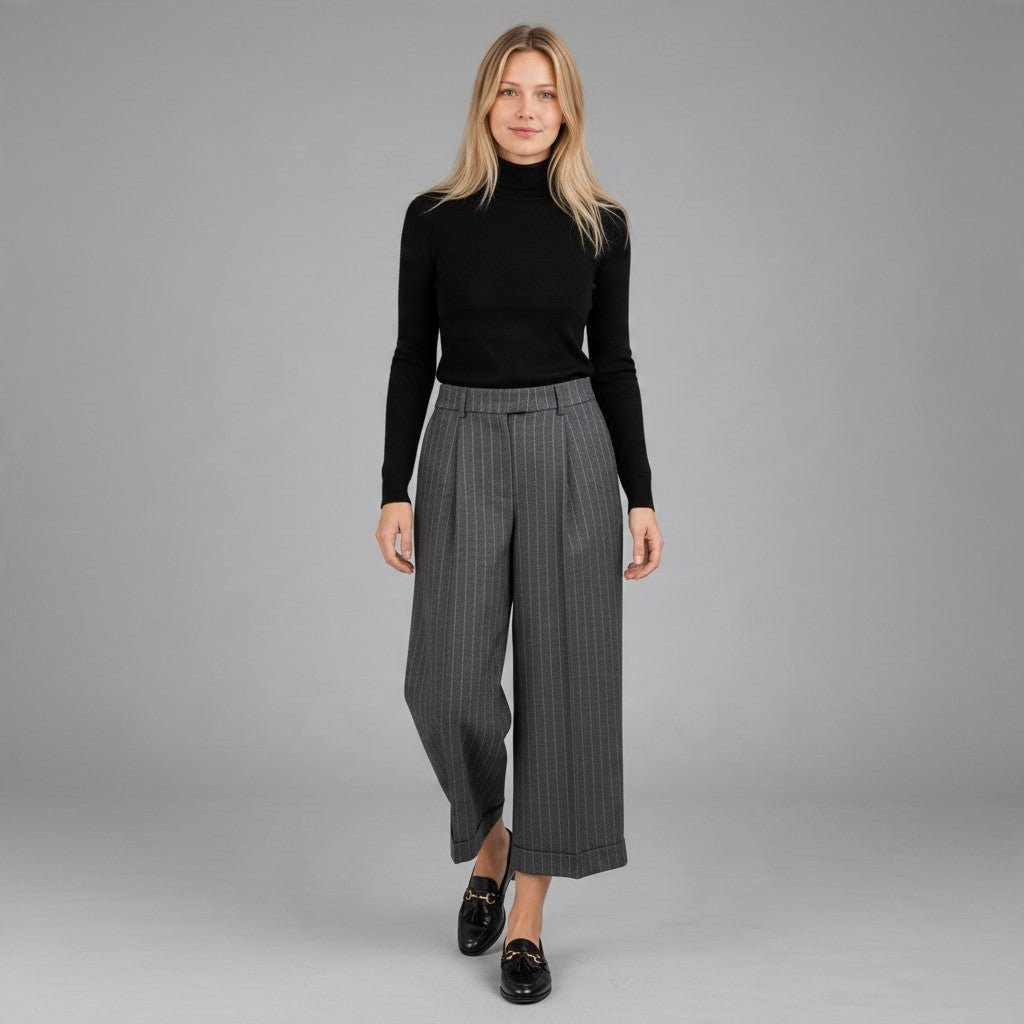 PANTALONE GESSATO TENSIONE IN - XE BLU Abbigliamento Donna