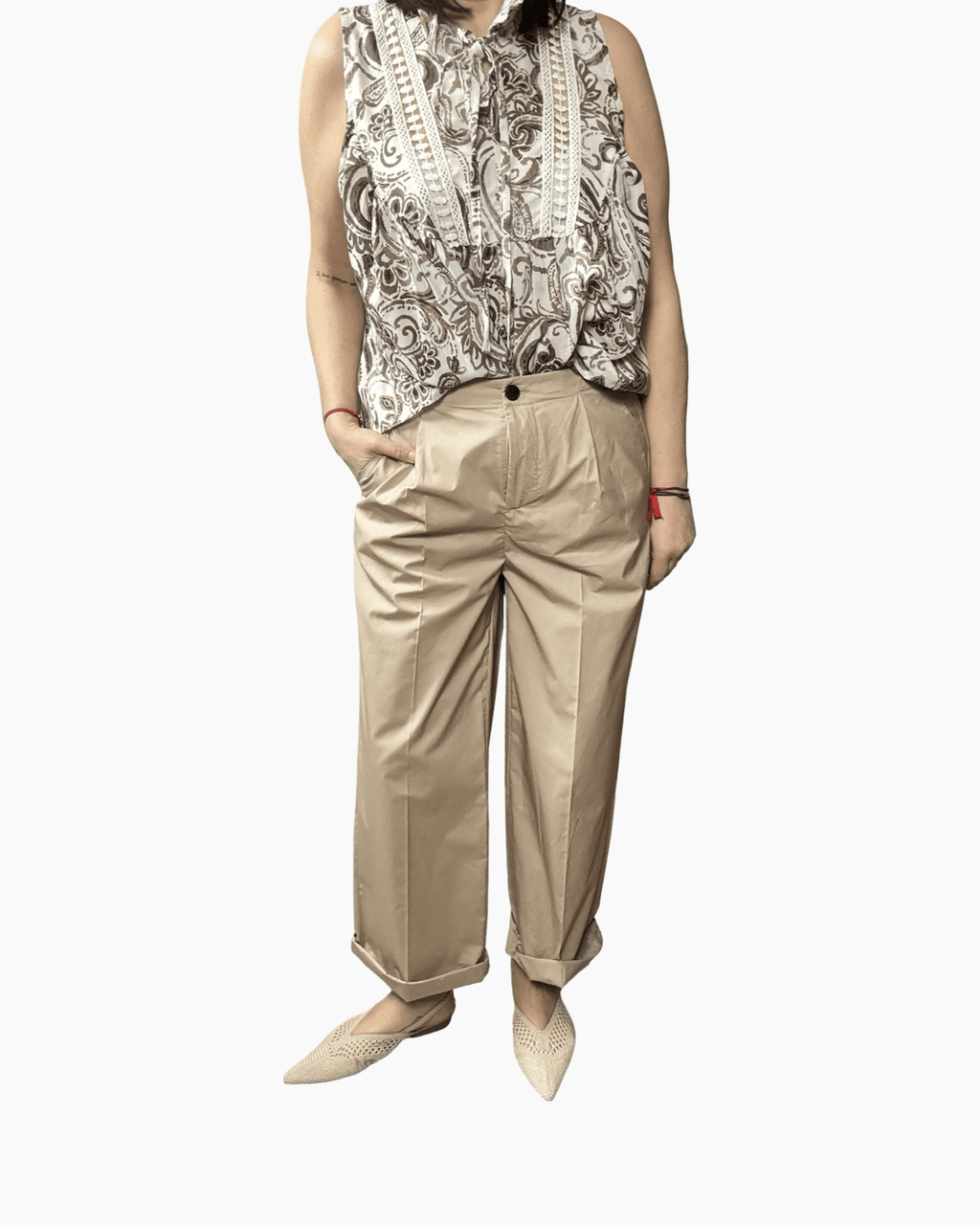 PANTALONE IN COTONE CON PINCES VICOLO - XE BLU ABBIGLIAMENTO