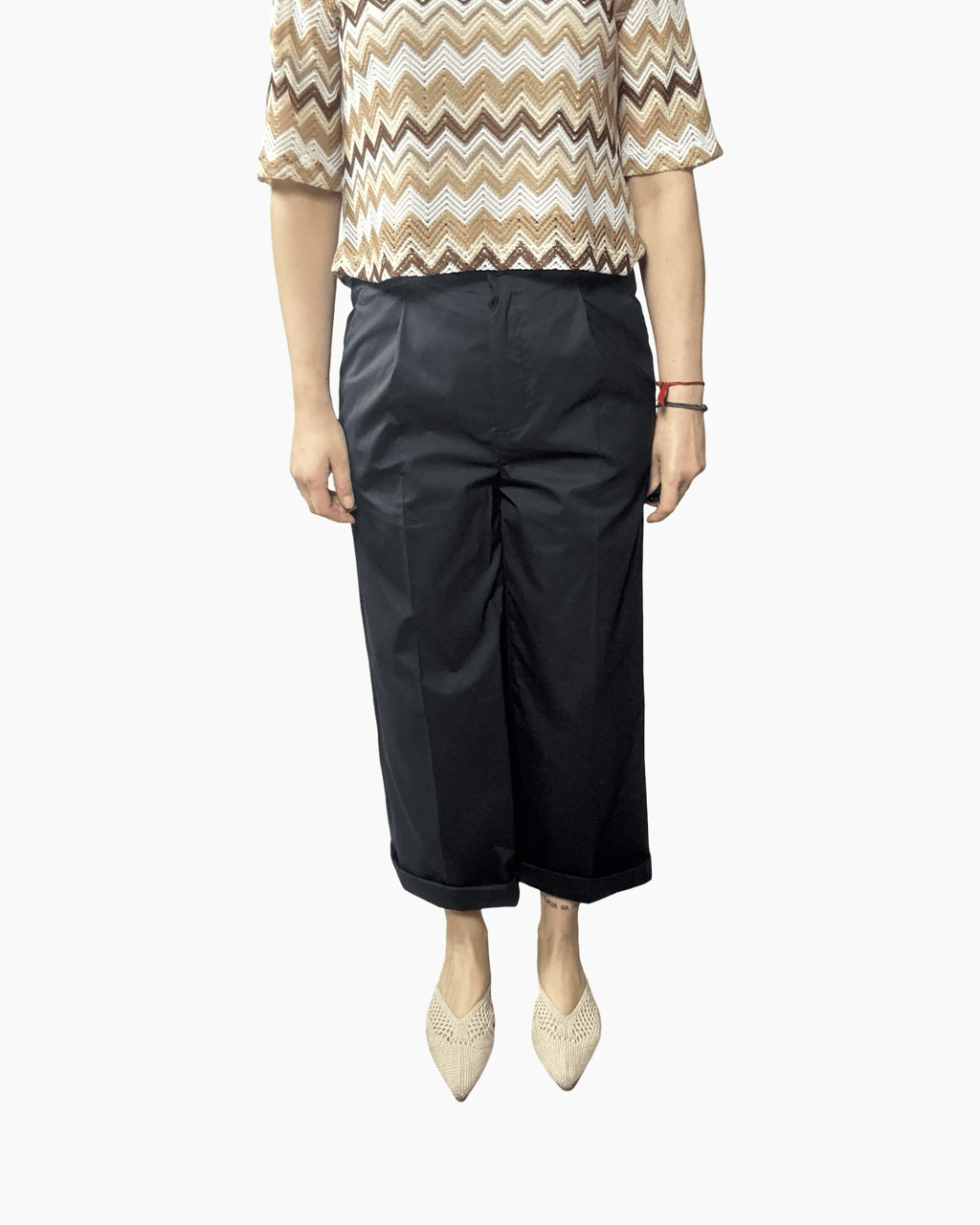 PANTALONE IN COTONE CON PINCES VICOLO - XE BLU ABBIGLIAMENTO