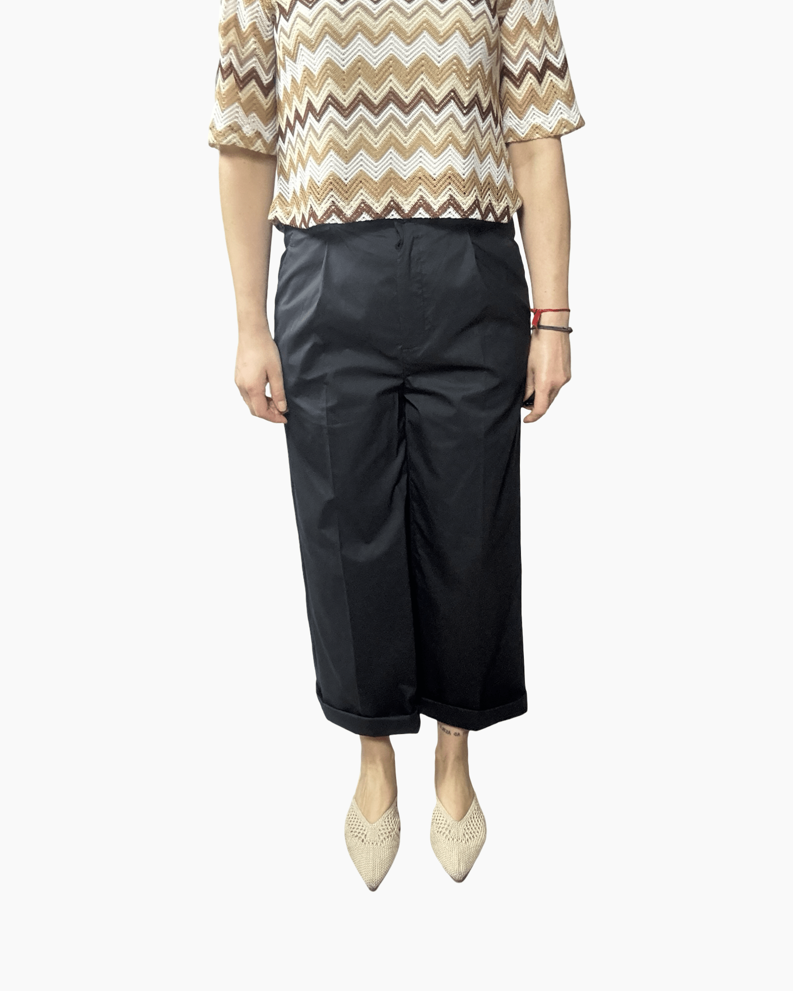 PANTALONE IN COTONE CON PINCES VICOLO - XE BLU ABBIGLIAMENTO