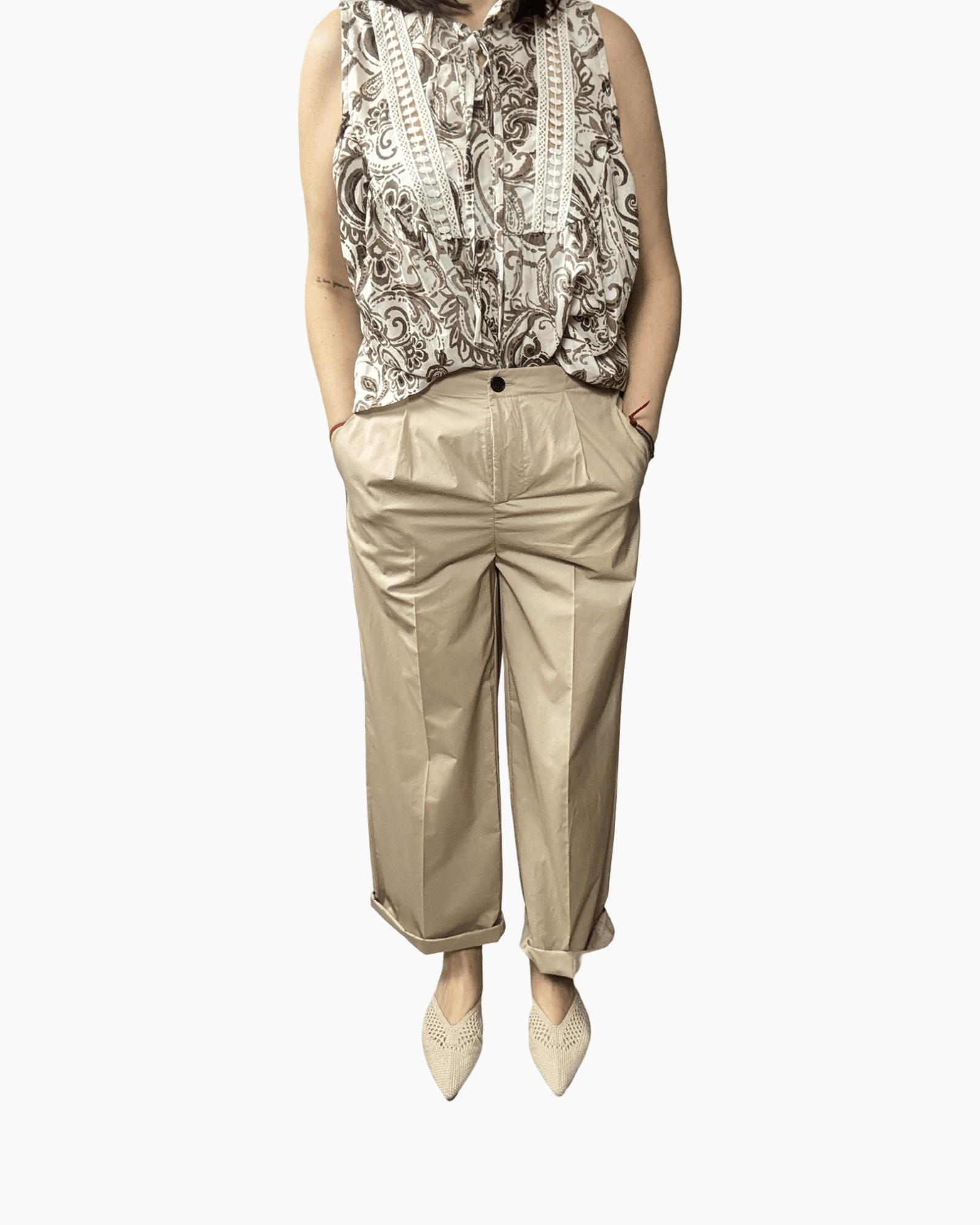 PANTALONE IN COTONE CON PINCES VICOLO - XE BLU ABBIGLIAMENTO