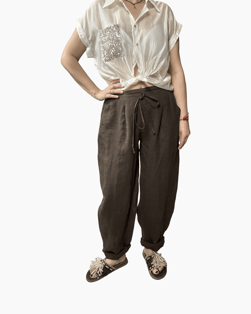 PANTALONE IN LINO BALOON SUSY MIX - XE BLU ABBIGLIAMENTO