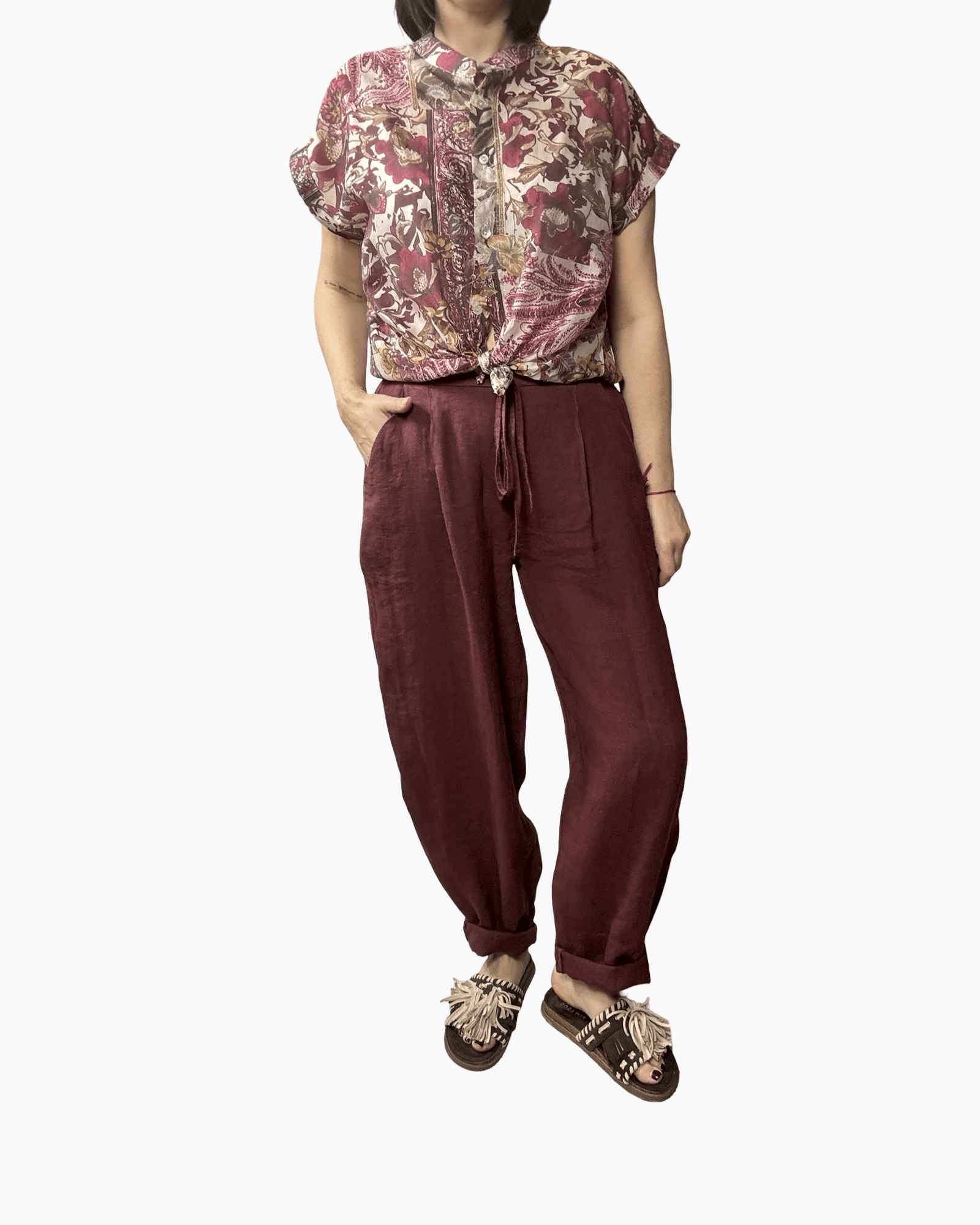 PANTALONE IN LINO BALOON SUSY MIX - XE BLU ABBIGLIAMENTO