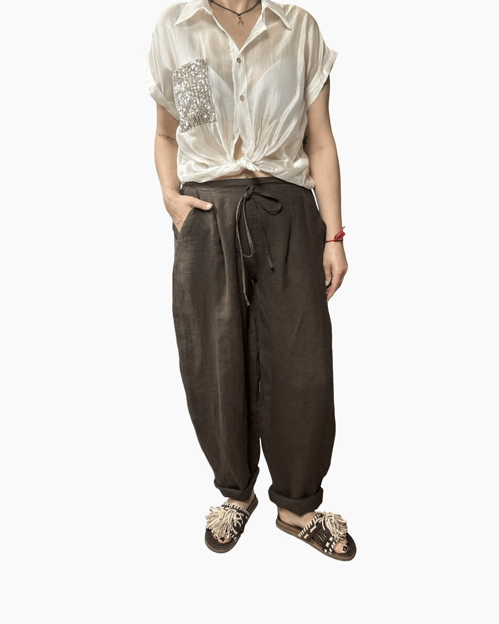 PANTALONE IN LINO BALOON SUSY MIX - XE BLU ABBIGLIAMENTO