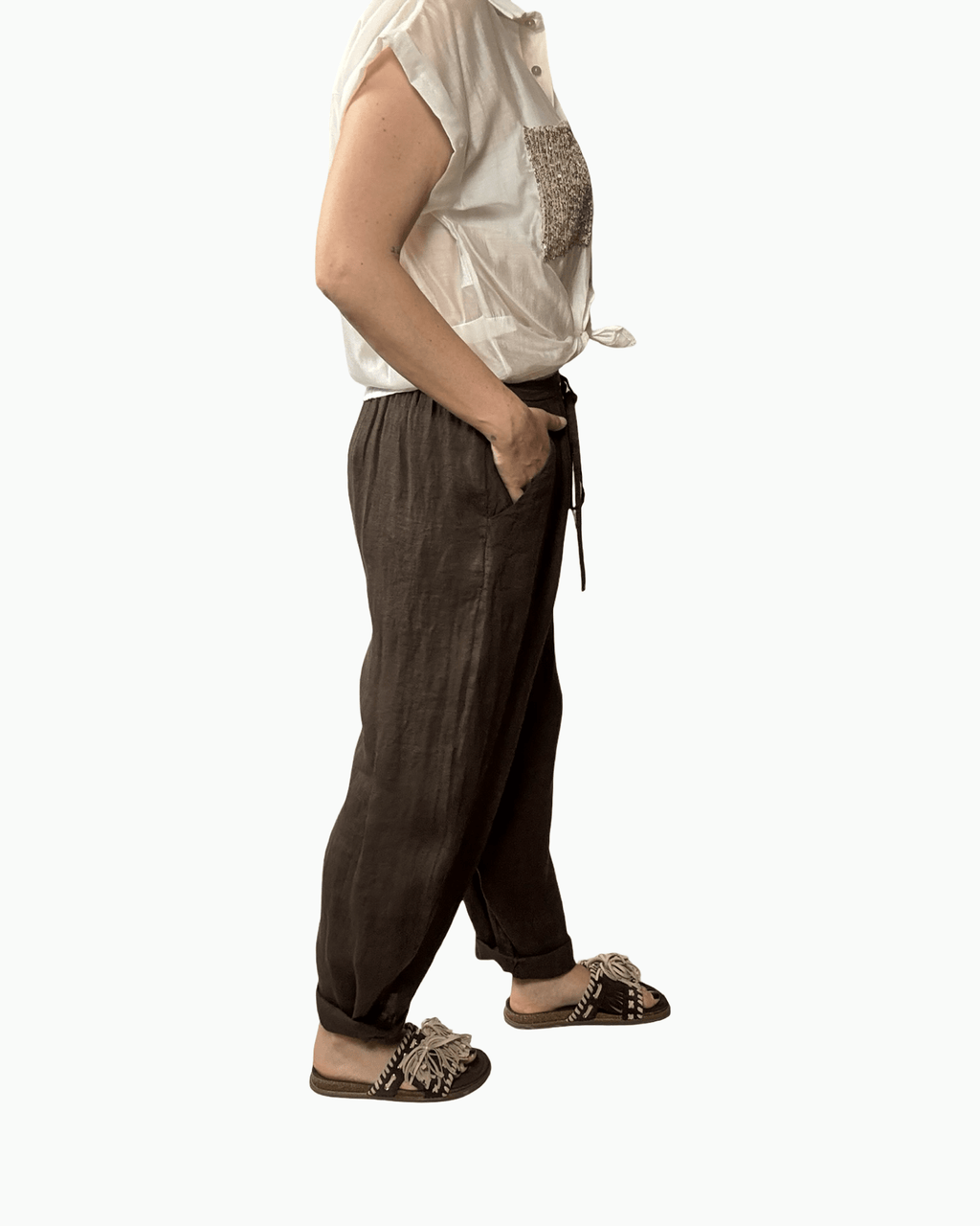 PANTALONE IN LINO BALOON SUSY MIX - XE BLU ABBIGLIAMENTO