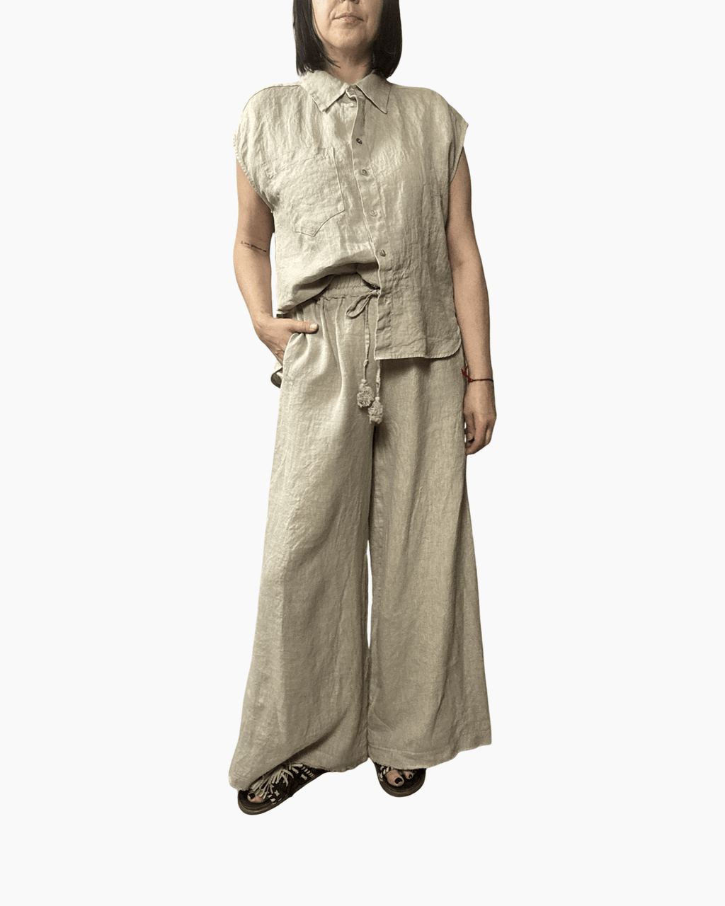 PANTALONE IN LINO MOTEL - XE BLU ABBIGLIAMENTO