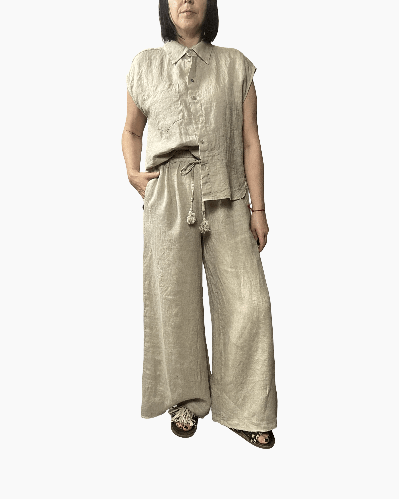 PANTALONE IN LINO MOTEL - XE BLU ABBIGLIAMENTO