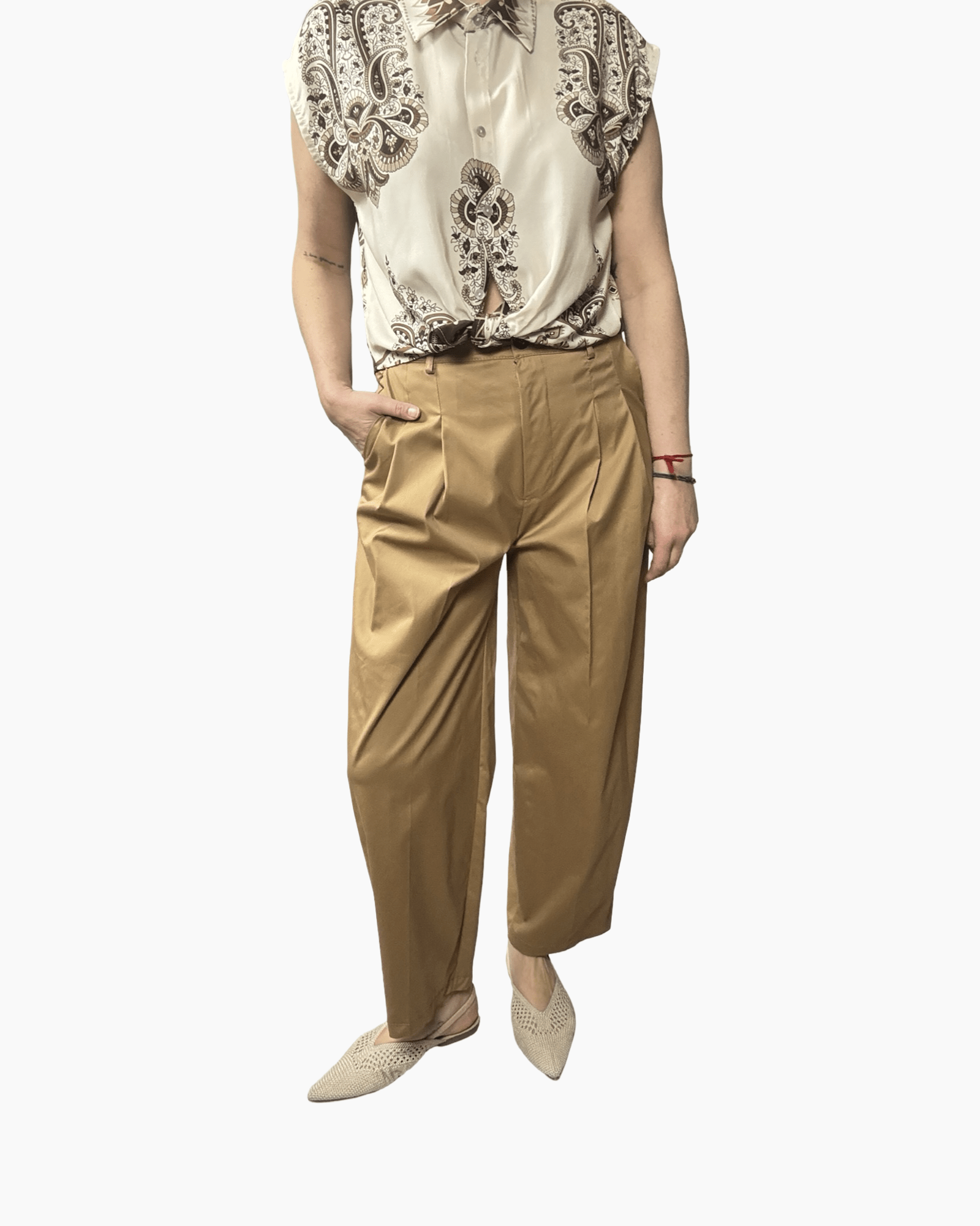 PANTALONE IN TELA CON PENCES SUSY MIX - XE BLU ABBIGLIAMENTO
