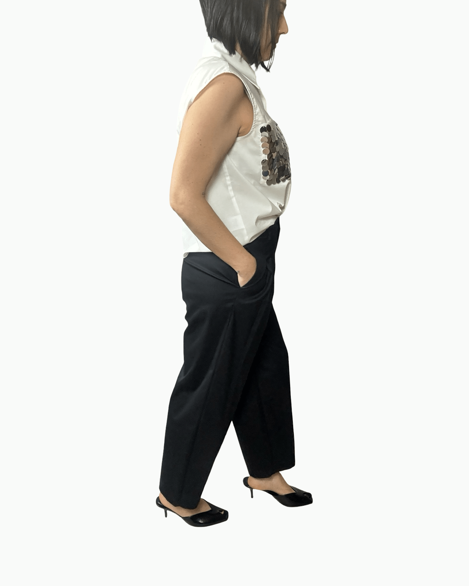 PANTALONE IN TELA CON PENCES SUSY MIX - XE BLU ABBIGLIAMENTO