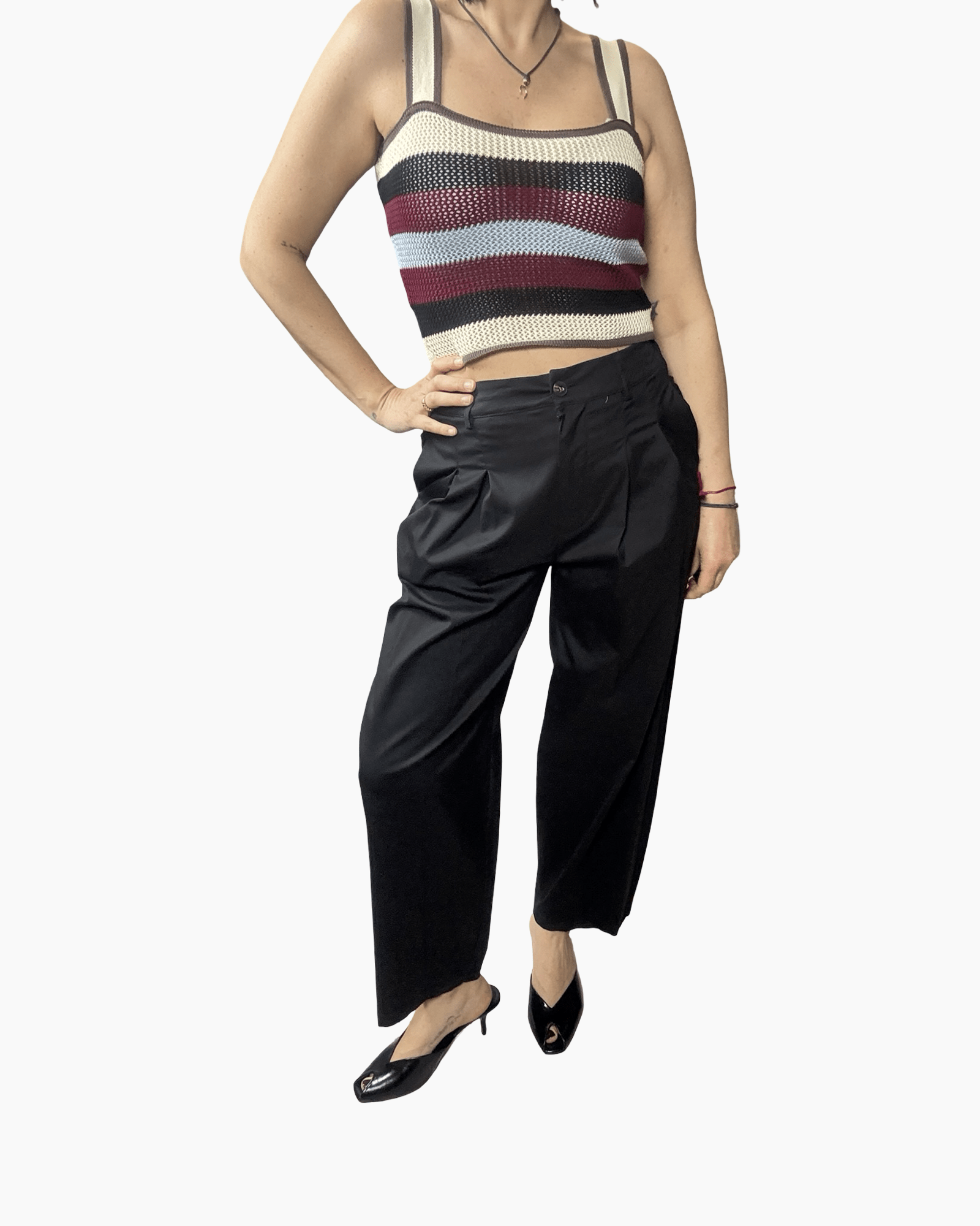 PANTALONE IN TELA CON PENCES SUSY MIX - XE BLU ABBIGLIAMENTO