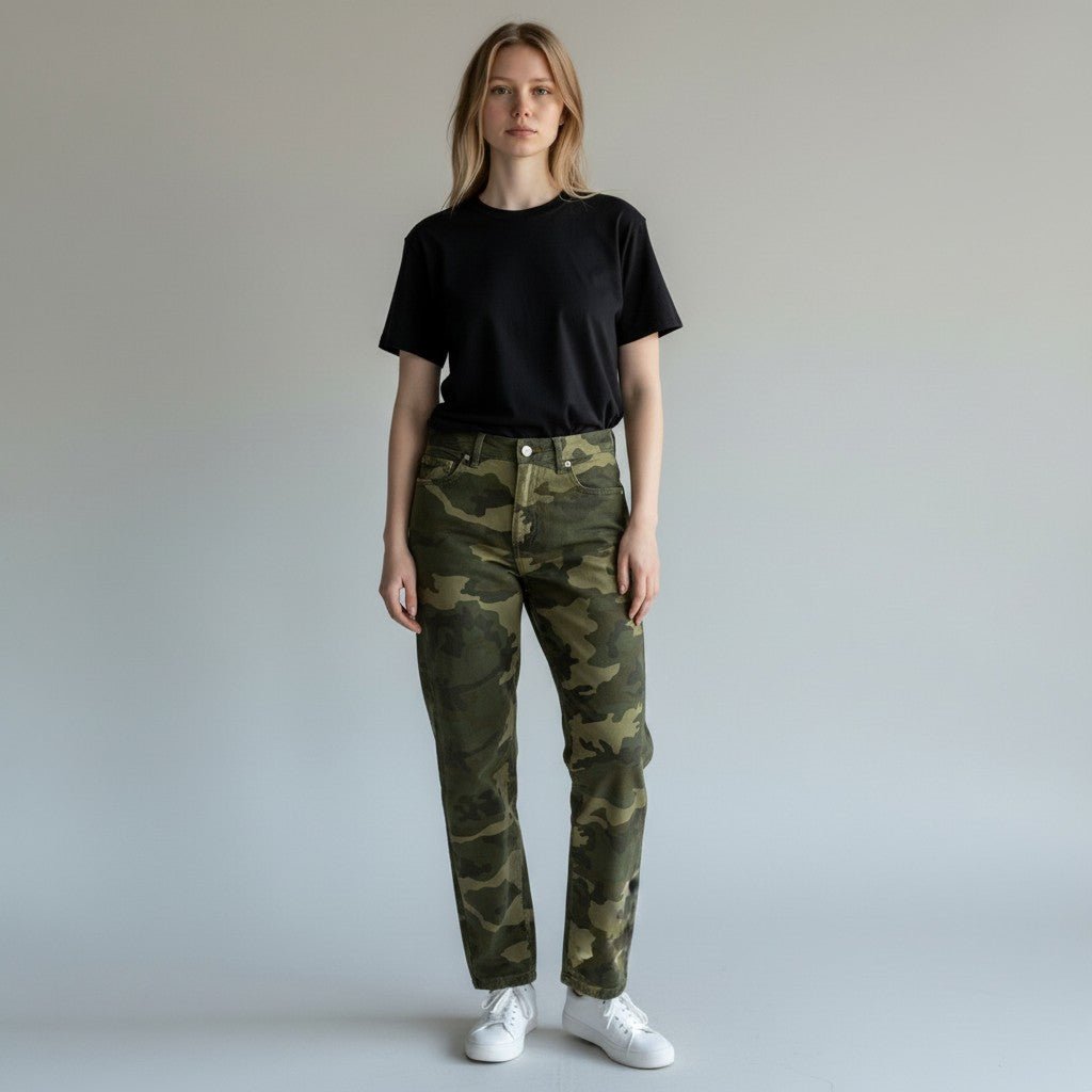 PANTALONE MIMETICO VICOLO - XE BLU Abbigliamento Donna