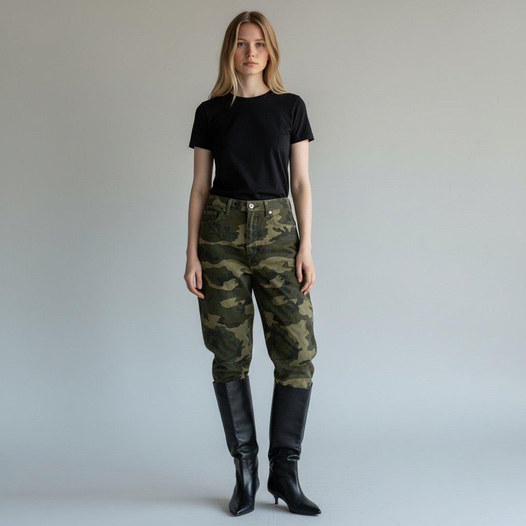 PANTALONE MIMETICO VICOLO - XE BLU Abbigliamento Donna