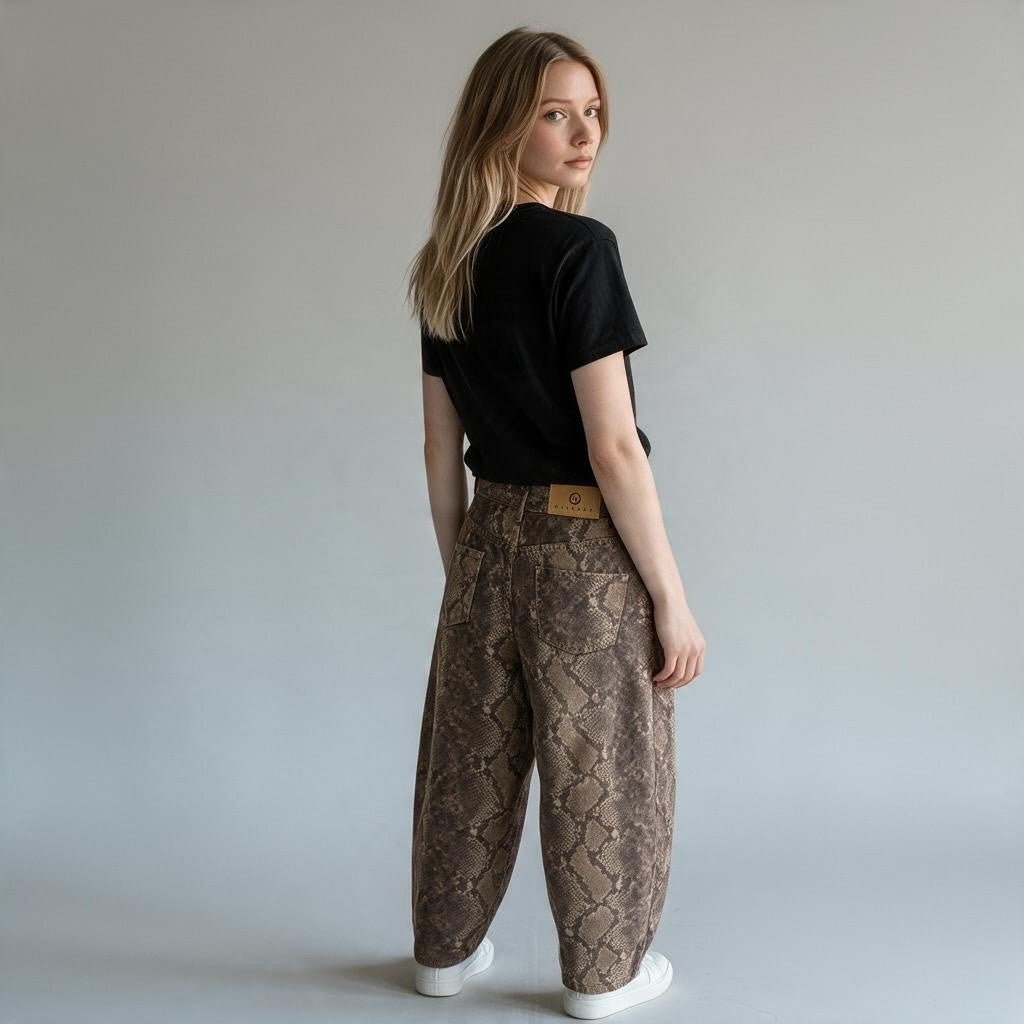 PANTALONE PITONATO HAVEONE - XE BLU Abbigliamento Donna