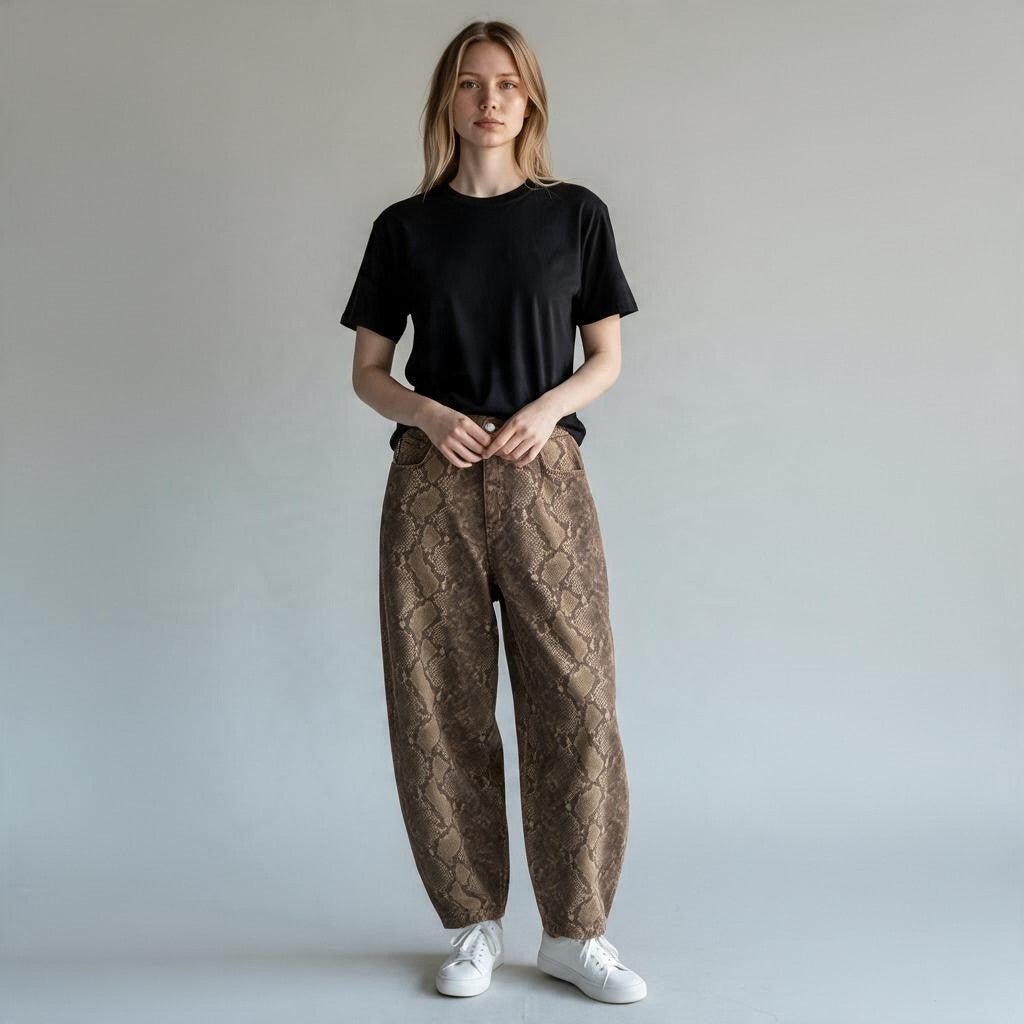 PANTALONE PITONATO HAVEONE - XE BLU Abbigliamento Donna