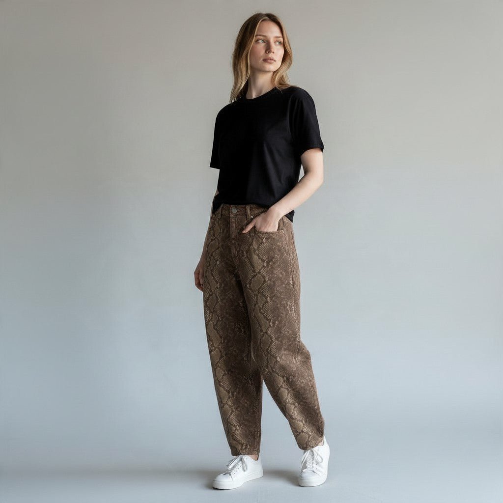 PANTALONE PITONATO HAVEONE - XE BLU Abbigliamento Donna