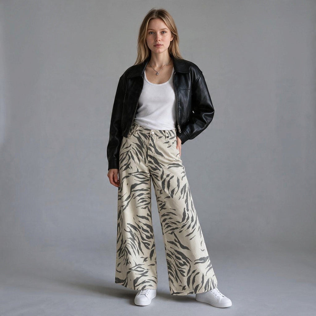 PANTALONE ZEBRATO HAVEONE - XE BLU Abbigliamento Donna