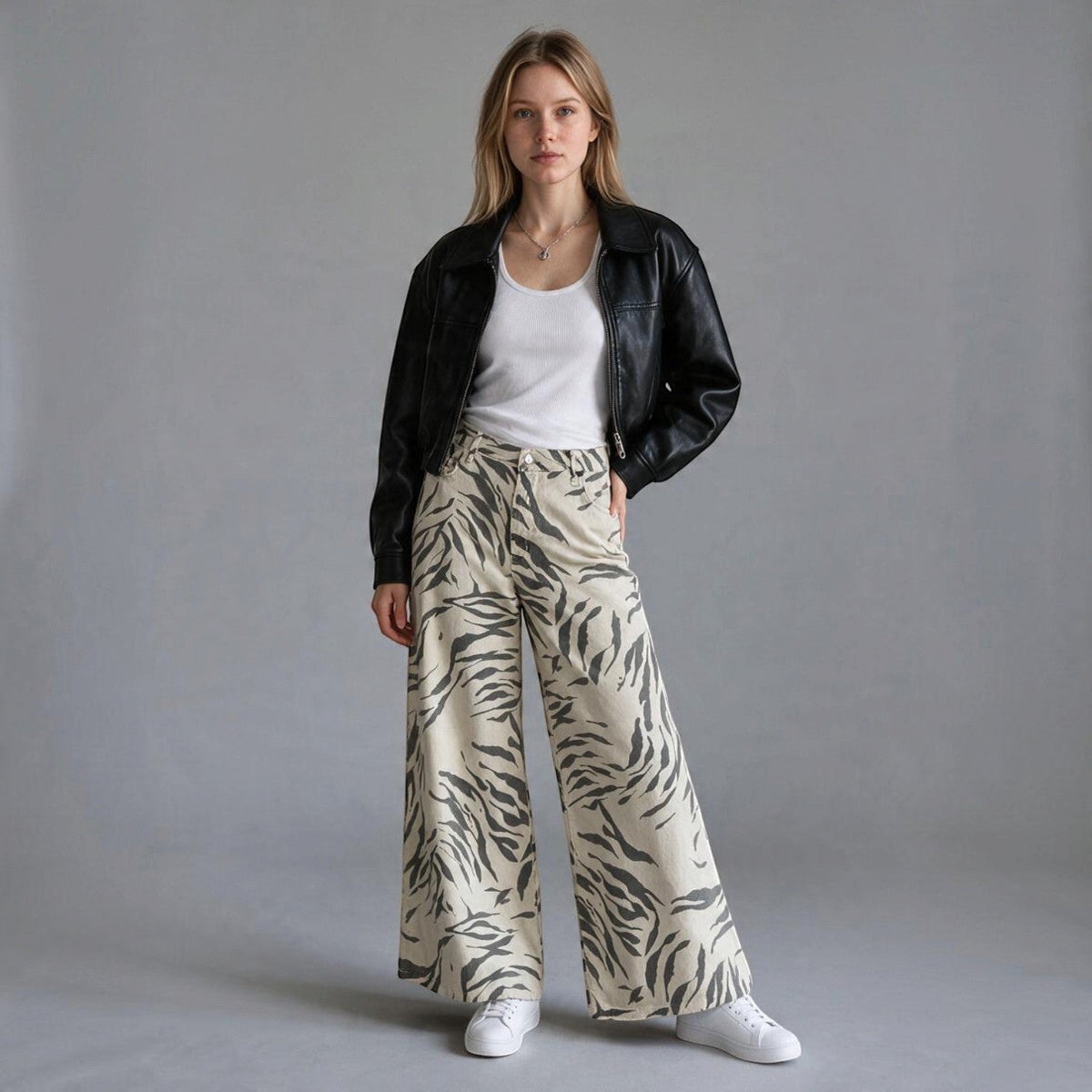 PANTALONE ZEBRATO HAVEONE - XE BLU Abbigliamento Donna