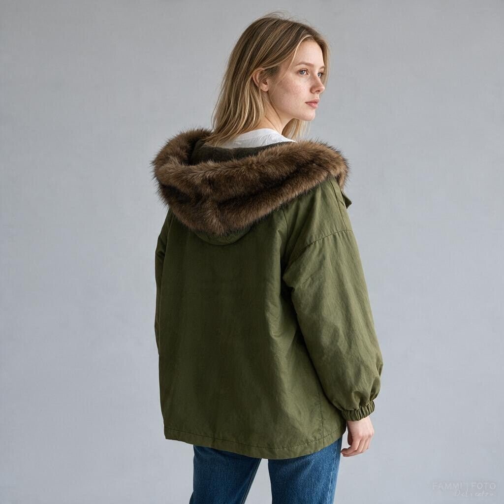 PARKA CON CAPPUCCIO SUSY MIX - XE BLU Abbigliamento Donna