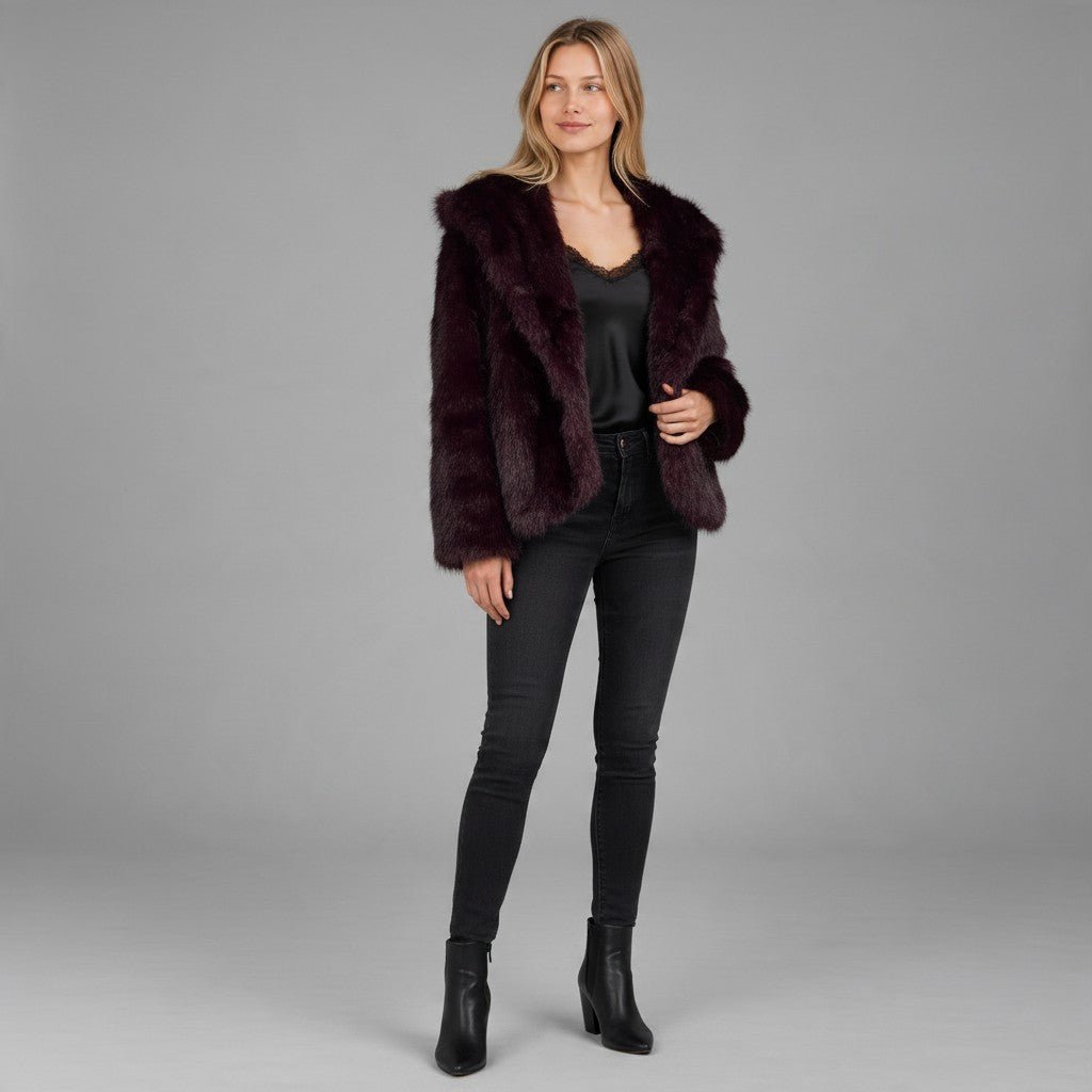 PELLICCIA CON CAPPUCCIO SUSY MIX - XE BLU Abbigliamento Donna