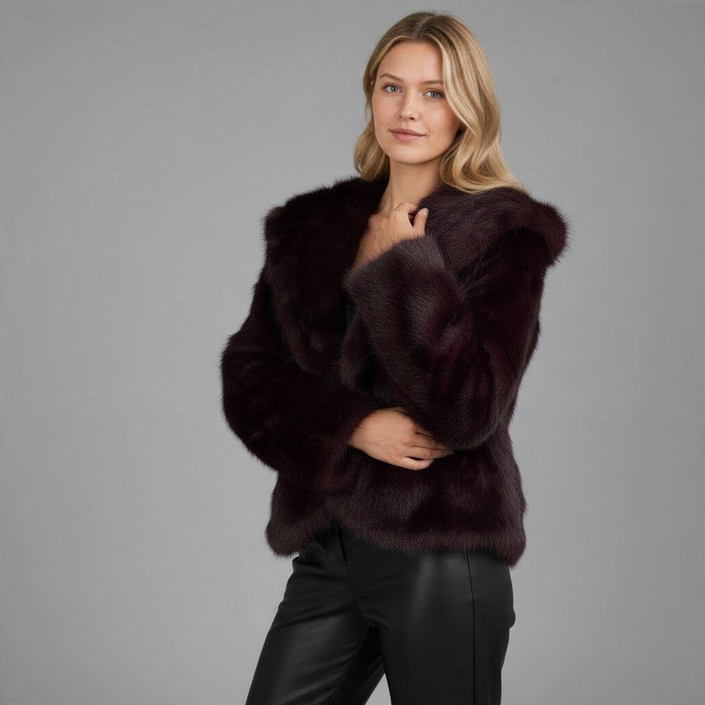 PELLICCIA CON CAPPUCCIO SUSY MIX - XE BLU Abbigliamento Donna