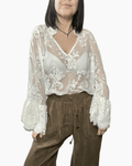 CAMICIA SCOLLO A V IN PIZZO TENSIONE IN - XE BLU ABBIGLIAMENTO