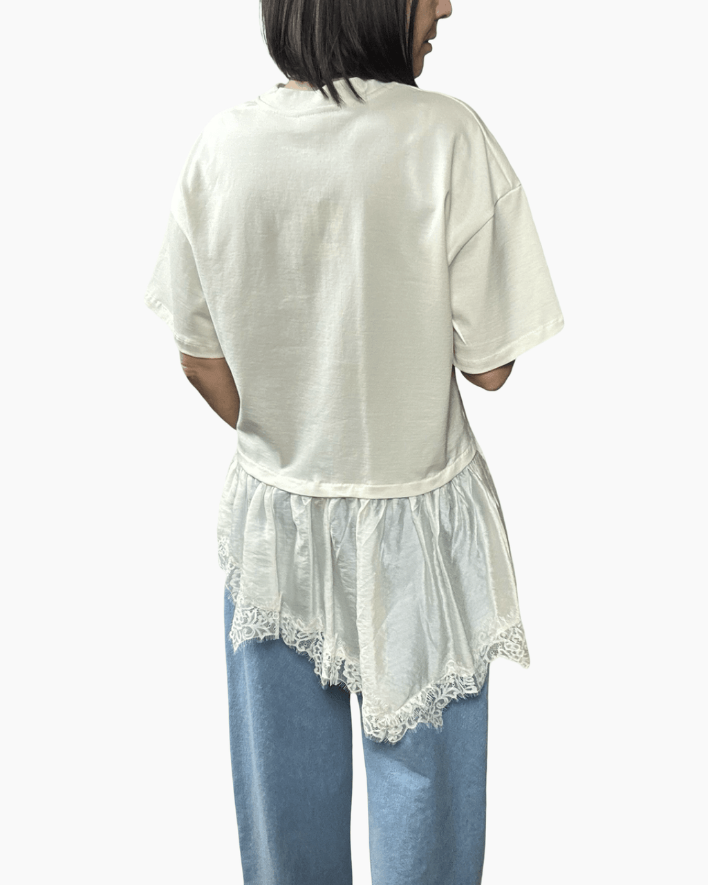 MAGLIA TAGLIATA SBIEGA CON PIZZO VICOLO - XE BLU ABBIGLIAMENTO