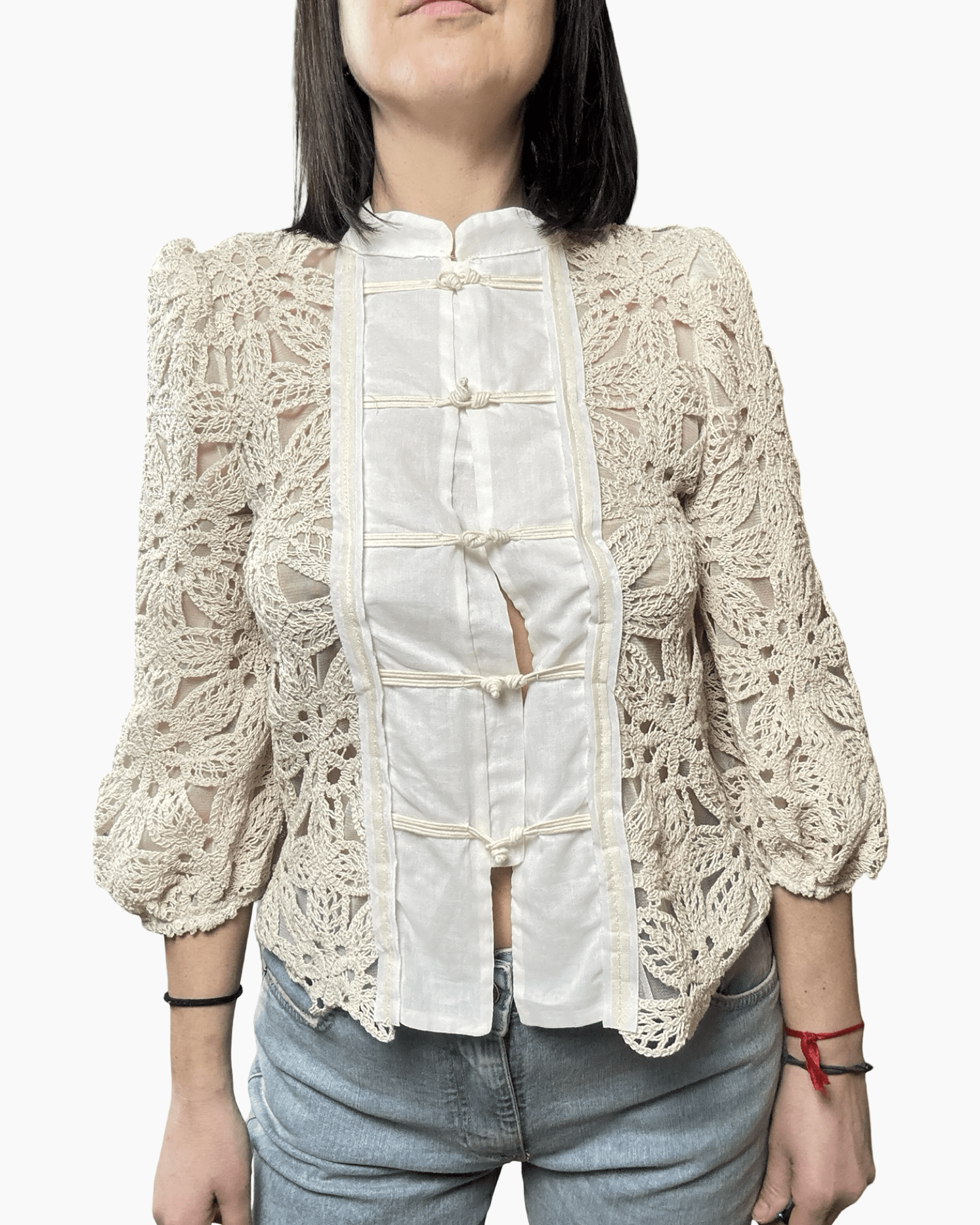 CAMICIA DOPPIO TESSUTO CON ALAMARI TENSIONE IN - XE BLU ABBIGLIAMENTO