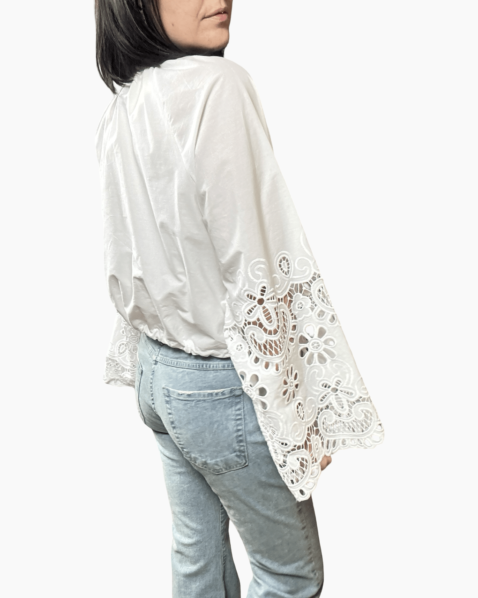 CAMICIA CON COULISSE E PIZZO VICOLO - XE BLU ABBIGLIAMENTO