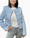 GIACCA CHANEL IN TWEED TENSIONE IN - XE BLU ABBIGLIAMENTO