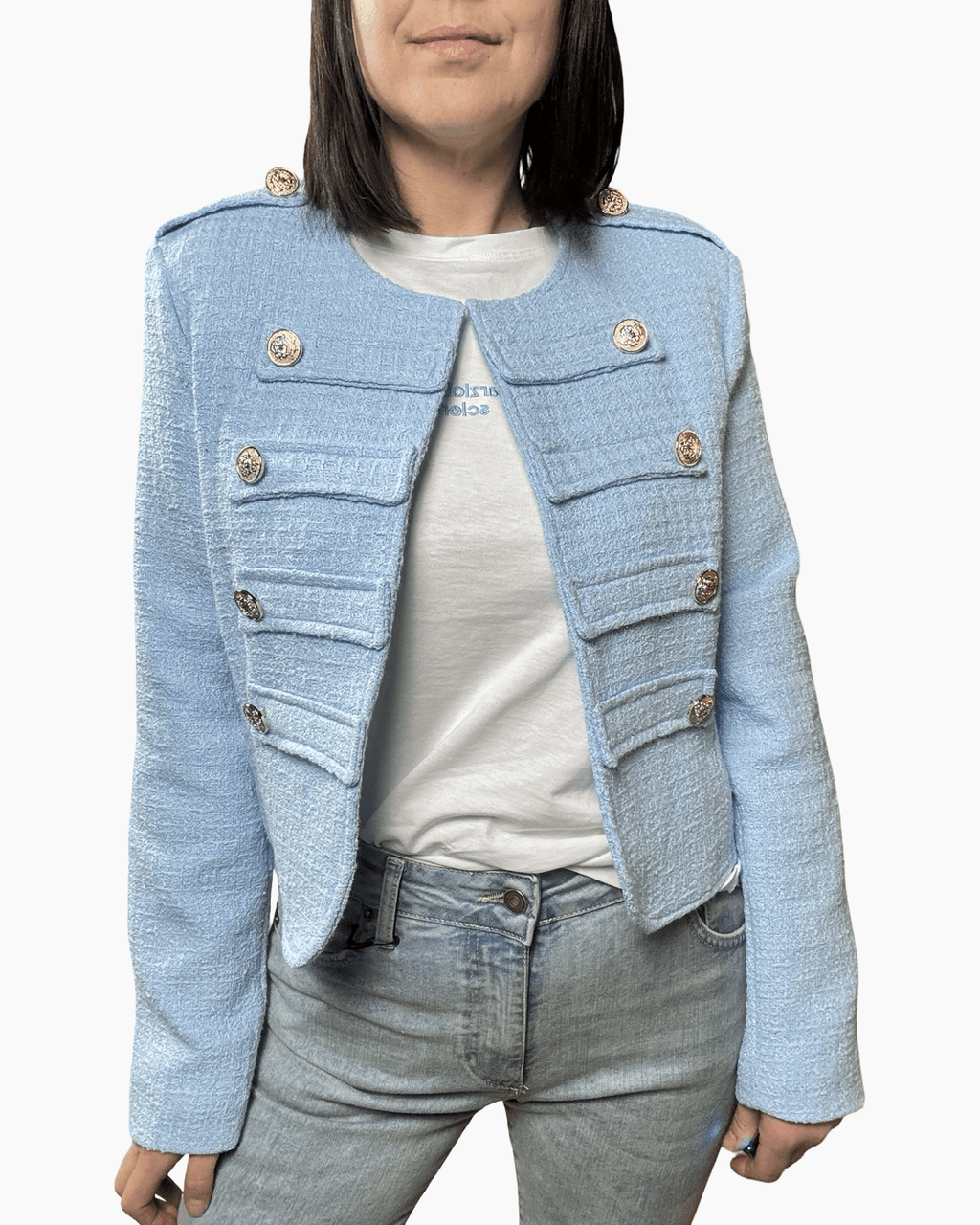GIACCA CHANEL IN TWEED TENSIONE IN - XE BLU ABBIGLIAMENTO