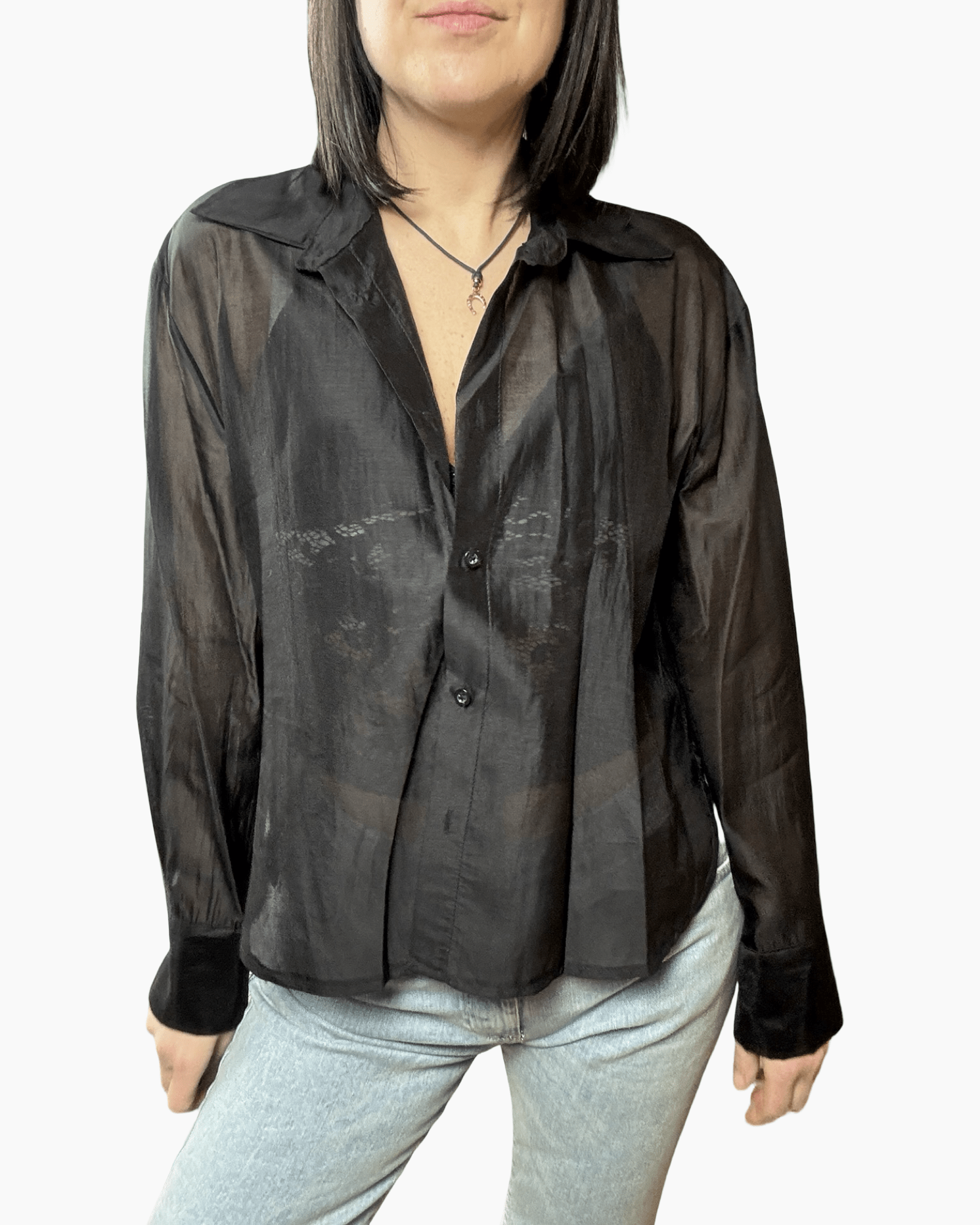 CAMICIA CON TOP IN PIZZO SUSY MIX - XE BLU ABBIGLIAMENTO