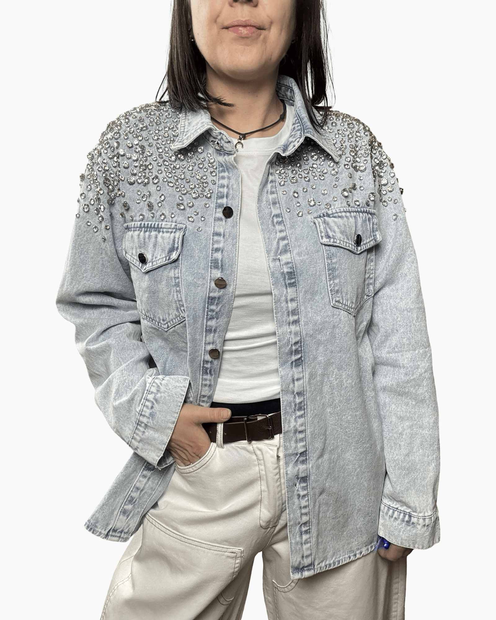 GIUBBINO STRASS SUSY MIX - XE BLU ABBIGLIAMENTO