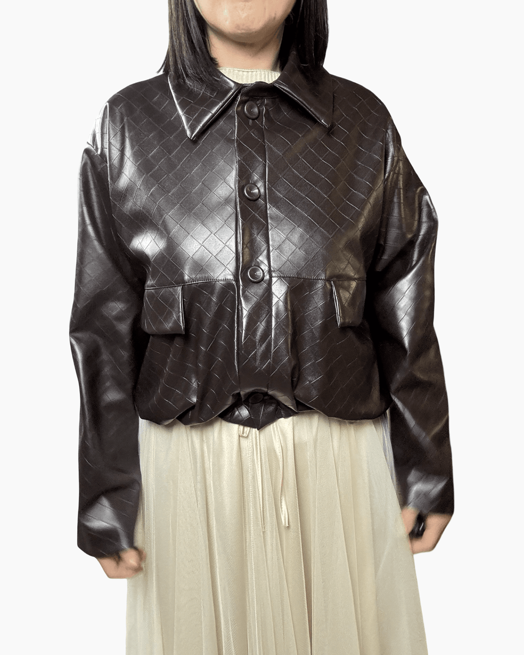 BOMBER IN ECOPELLE LAVORATA VICOLO - XE BLU ABBIGLIAMENTO