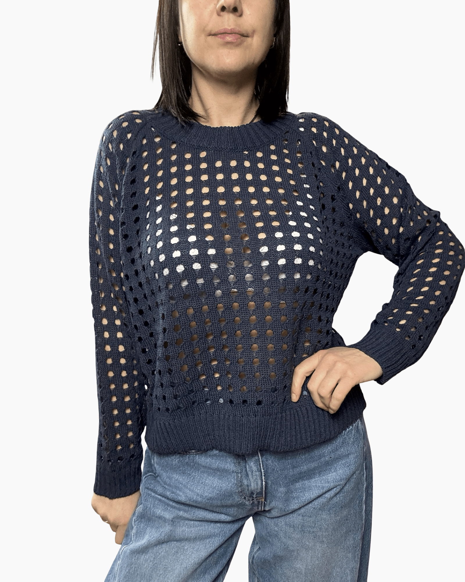 MAGLIA TRAFORATA SUSY MIX - XE BLU ABBIGLIAMENTO